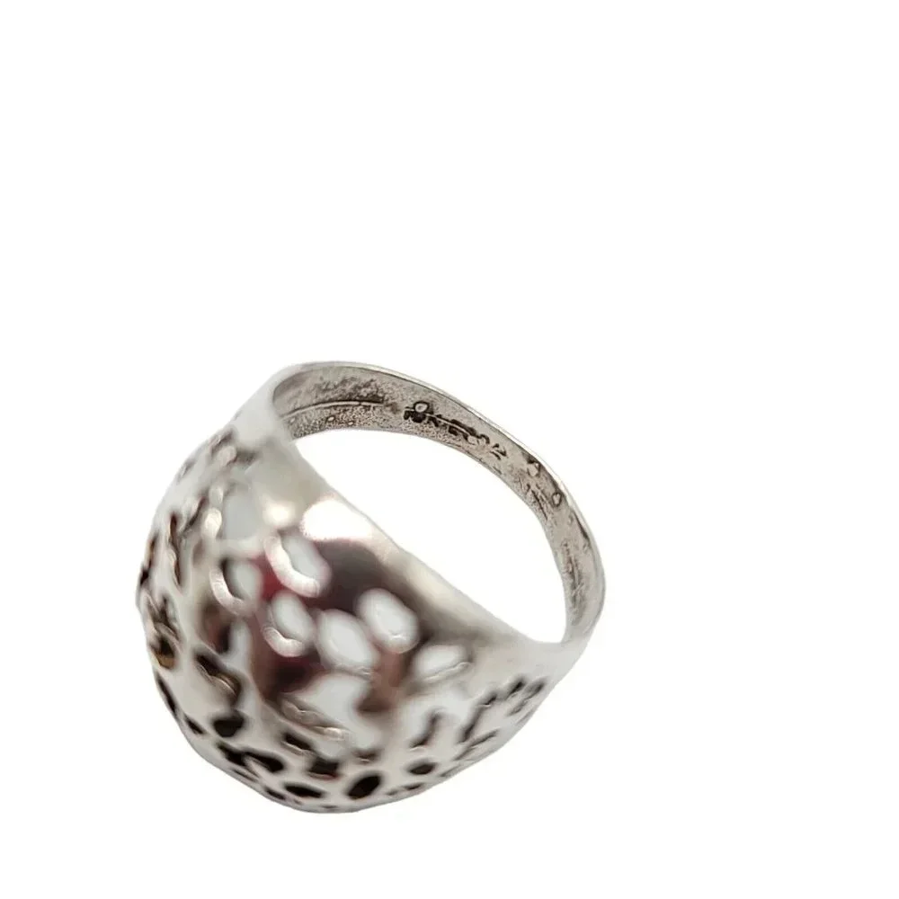 Sterling Silver .925 Filigree Dome Ring Size 6.5 Vintage